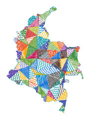 Kid style map of Colombia. Hand drawn polygons in the shape of Colombia. Vector illustration.