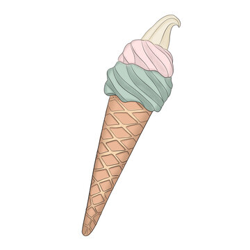 Ice Cream Hand Drawn Illustration	