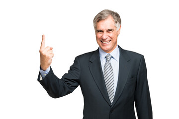 Businessman pointing his finger up
