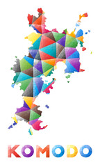 Komodo - colorful low poly island shape. Multicolor geometric triangles. Modern trendy design. Vector illustration.