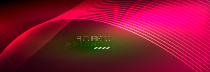 Abstract neon glowing light in the dark with waves. Shiny magic energy and motion concept, vector abstract wallpaper background