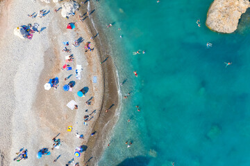 Perta tou Romiou beach in Cyprus, overhead view