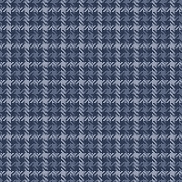 Tweed check plaid pattern in dark blue. Seamless textured tartan plaid background for spring autumn winter jacket, skirt, dress, coat, blanket, throw, other modern fashion fabric print. © ZillaDigital
