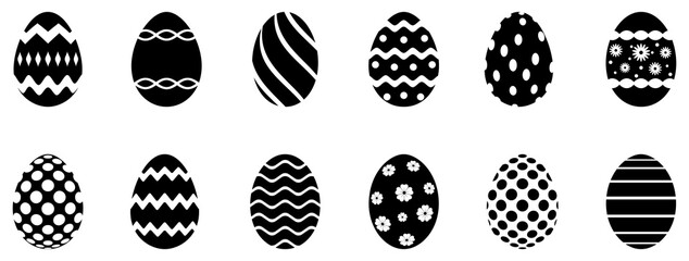 Osterei Kollektion auf einem weißen isolierten Hintergrund.
Jedes Ei als zusammengefügte Form. Farbe änderbar.