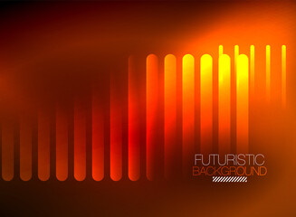 Bright neon color techno abstract background, shiny glowing neon lines in the dark background