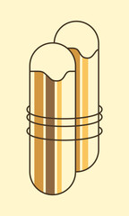 Palo Santo. Two fragrant wooden sticks of the sacred tree, rewound with thread. Flat vector illustration on beige background.