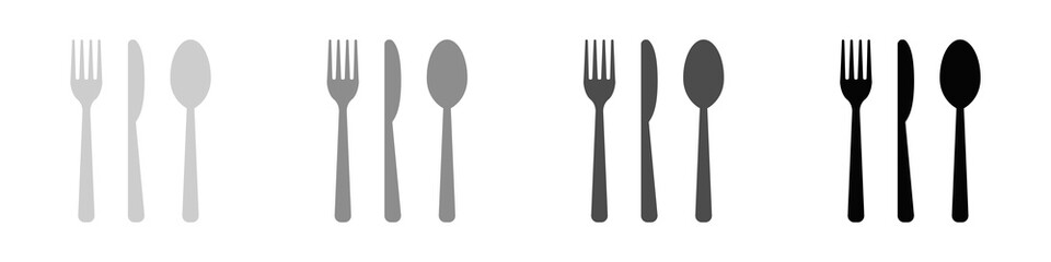 Cutlery set isolated on white background. Fork, knife and tablespoon. Vector illustration