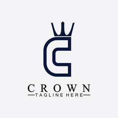 C initial Crown logo designs vector illustration design