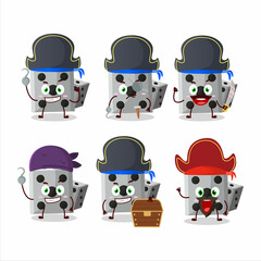Cartoon character of white dice new with various pirates emoticons