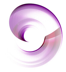 Purple arched elements rotate on a white background to form a frame. Graphic design element. Logo, symbol, sign, icon. 3d rendering. 3d illustration.