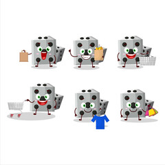 A Rich white dice new mascot design style going shopping