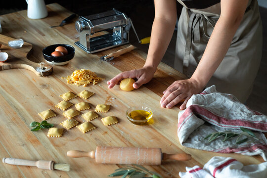 Anonymous Person Preparing Homemade Raviolis