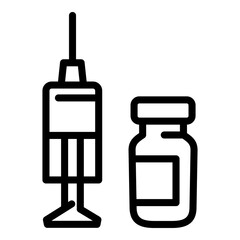 Flu syringe icon. Outline flu syringe vector icon for web design isolated on white background