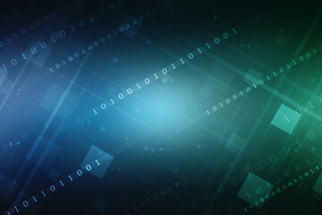 2d illustration abstract digital binary data on computer screen