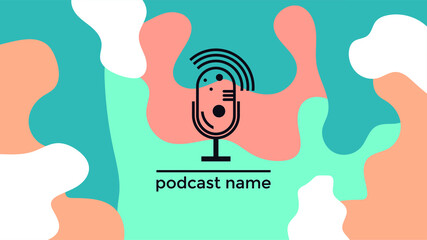 ABSTRACT TEMPLATE PODCAST MICROPHONE FLAT COLOR LIQUID DESIGN BACKGROUND VECTOR. GOOD FOR COVER DESIGN, BANNER, WEB,SOCIAL MEDIA