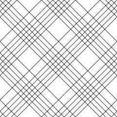 Tartan plaid pattern in white and black. Thin line pixel grid for spring summer autumn winter. Simple asymmetric pixel vector for skirt, flannel shirt, scarf, other modern fashion fabric print.
