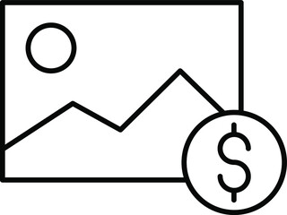 Sell ​​buy photo picture Vector Line icon. Editable Stroke. Pixel Perfect vector illustration transparent background
