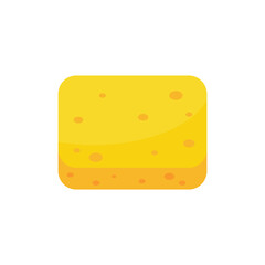 Sponge for washing dishes. Yellow sponge with many holes for cleaning.