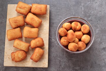 Indonesian Fried Bread Called Roti/Kue Bantal or Famous Name Odading, Selected Focus