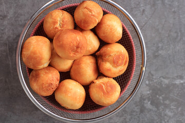 Indonesian Fried Bread Called Roti/Kue Bantal or Famous Name Odading, Selected Focus