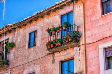 Fototapeta na wymiar facade with balcony and plants in summer