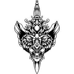 Devil Bat With Knife Silhouette