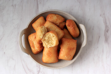 Indonesian Fried Bread Called Roti/Kue Bantal or Famous Name Odading, Selected Focus