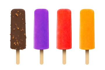 Ice cream popsicles on an isolated white background