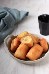 Indonesian Fried Bread Called Roti/Kue Bantal or Famous Name Odading, Selected Focus
