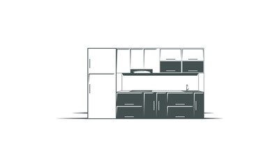 Furniture kitchen room minimalist on white background logo