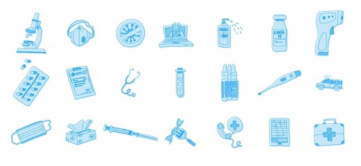 hospital doodle pictogram image medicine. sketch