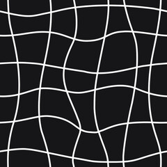 Absract seamles pattern with white curved lines on a black background. Vector image.