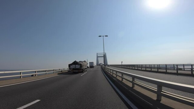 A Pov Of Driving Cityscape On The Bridge In Tokyo