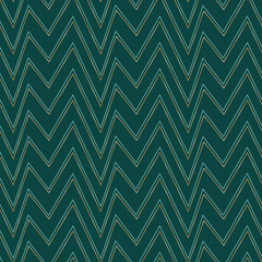 Vector golden teal chevrons green seamless pattern