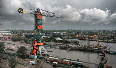 construction site with crane Amsterdam port