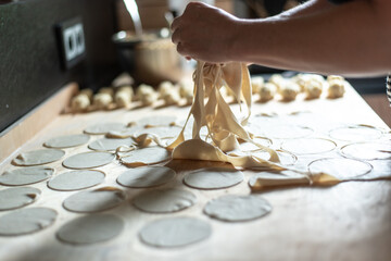 step by step making traditional Polish dumplings at home