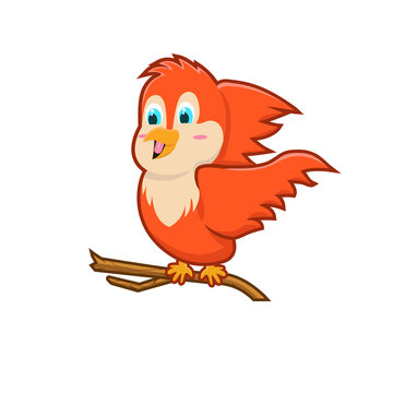 orange cute bird vector