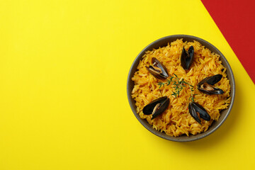 Concept of delicious food with Spanish Paella