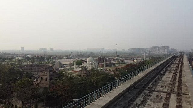 AnArial view of the Eco Park Kolkata on a lovely summer evening, Kolkata, West Bengal