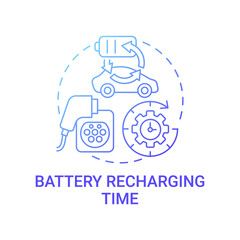 Electric vehicles battery charging time concept icon. Eco-friendly charge opportunities abstract idea thin line illustration. Future driving car needs. Vector isolated outline color drawing.