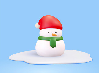 Cute 3d Christmas snowman