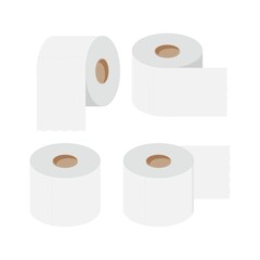Tissue set. Toilet paper roll. Vector illustration.