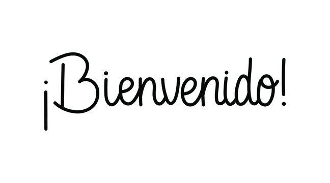 Monoline freehand trendy lettering - ¡Bienvenido! - welcome in Spanish. Vector hand-drawn quote isolated on white.