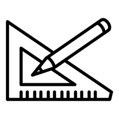 Drawing pencil ruler icon. Outline drawing pencil ruler vector icon for web design isolated on white background