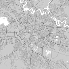 Urban city map of Bucharest. Vector poster. Black grayscale street map.