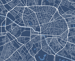 Detailed map poster of Bucharest city, linear print map. Cityscape urban panorama.