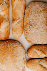 Different homebaked goods on a white background, top vies