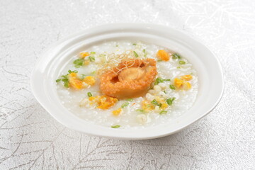 teo chew cook hot porridge congee rice with whole mini abalone seafood asian halal menu