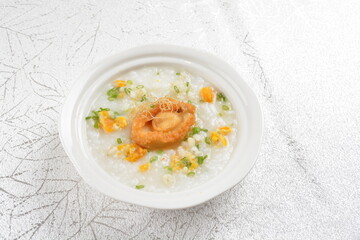 teo chew cook hot porridge congee rice with whole mini abalone seafood asian halal menu