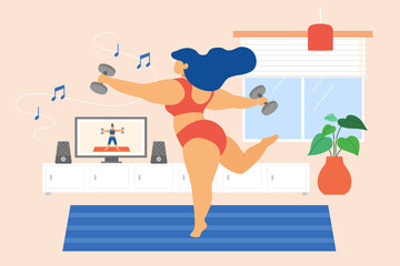 Obraz premium Strength-training workout at home